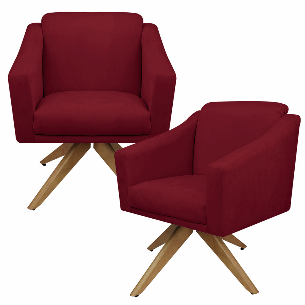 Kit 02 Poltronas Base Giratória Decorativa Estofada Sala Escritório Hospital Clínica San Diego - Nanda Decor