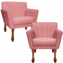 Kit 02 Poltronas Retrô Decorativa Estofada para Sala Quarto Clinica Recepção Iza - Nanda Decor