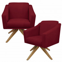 Kit 02 Poltronas Base Giratória Decorativa Estofada Sala Escritório Hospital Clínica San Diego - Nanda Decor