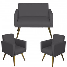 Conjunto Namoradeira + 2 Poltronas Nina Pés Palito - ND7518