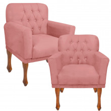 Kit 2 Poltronas Decorativa Capitonê Recepção Clínica Sala Bia - Nanda Decor
