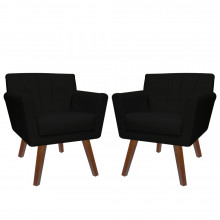 Kit 02 Poltronas Decorativa Estofada para Sala Quarto Clinica Recepção Iza - Nanda Decor