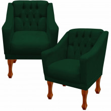 Kit 02 Poltronas Decorativa Estofada Capitonê para Sala Quarto Recepção Grécia - Nanda Decor