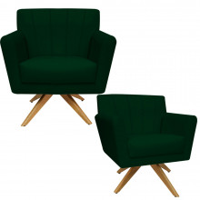 Kit 02 Poltronas Base Giratória Estofada Clinica Hospital Recepção Iza - Nanda Decor