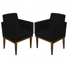 Kit 02 Poltronas Decorativa Para Escritório Clínica Hospital com Base de Madeira Luis XV - Nanda Decor