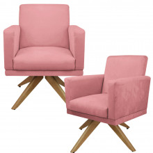 Kit 02 Poltronas Base Giratória Decorativa para Sala Quarto Clínica Recepção Escritório Nina - Nanda Decor