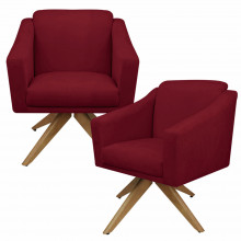 Kit 02 Poltronas Base Giratória Decorativa Estofada Sala Escritório Hospital Clínica San Diego - Nanda Decor