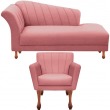Kit Recamier Divã Sofá Chaise Para Clinica 1,60 + 01 Poltrona Decorativa Retro Para Sala de Noiva Iza - Nanda Decor