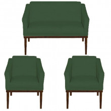 Conjunto Namoradeira + 2 Poltronas San Diego Base Madeira - ND7637